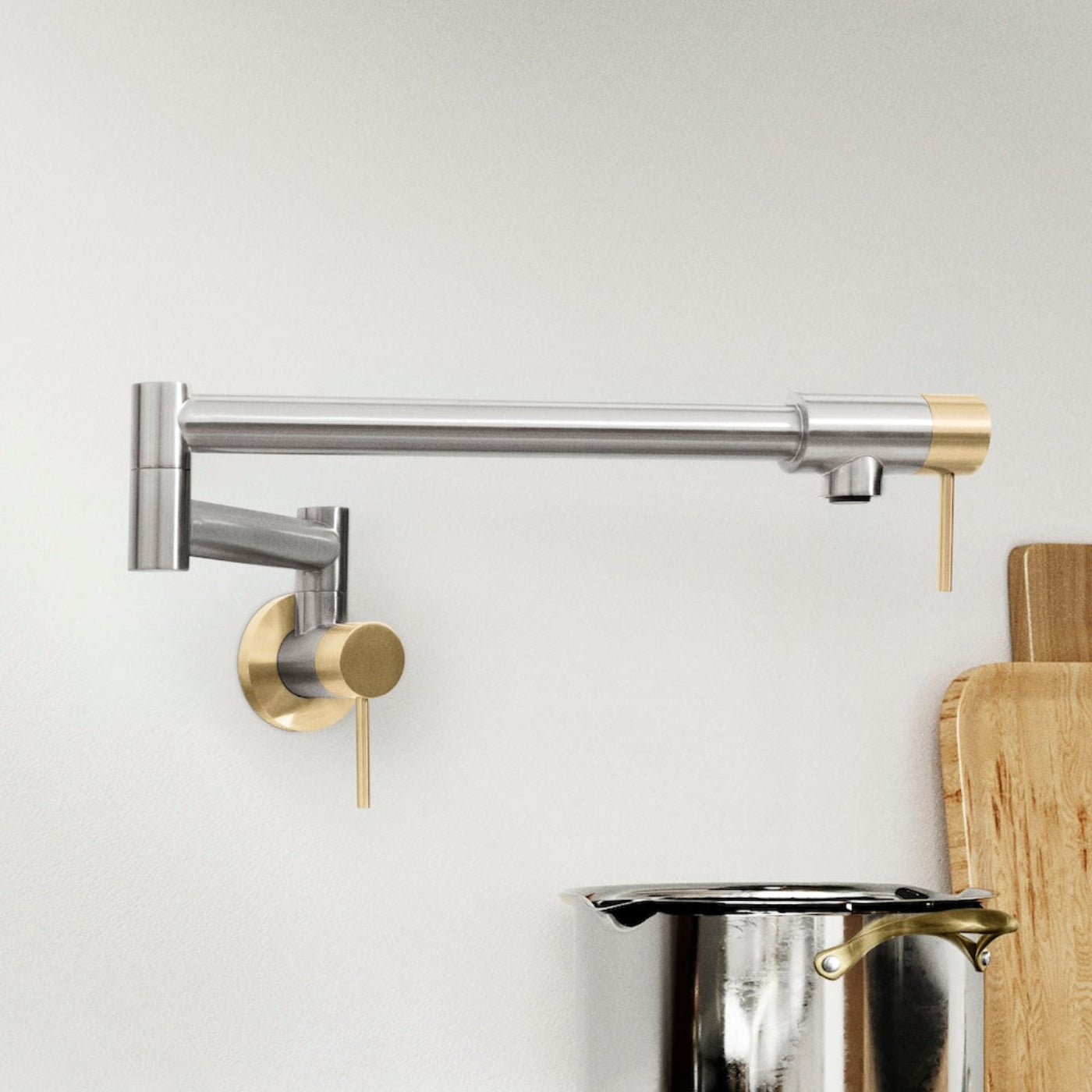 ZLINE Autograph Gemini Pot Filler in Brushed Nickel and Champagne Bronze, - GEM-FPF-ZBNCB