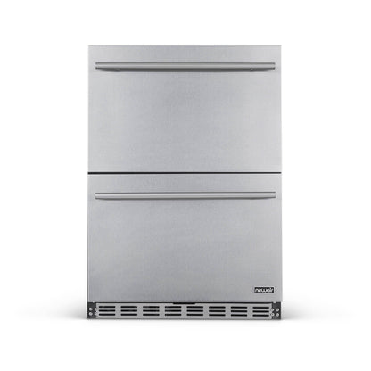 Newair - 24” 20-Bottle/80 Can Dual-Zone Built-in/Freestanding Outdoor Dual Drawer Wine & Beverage Center NOF100SS00