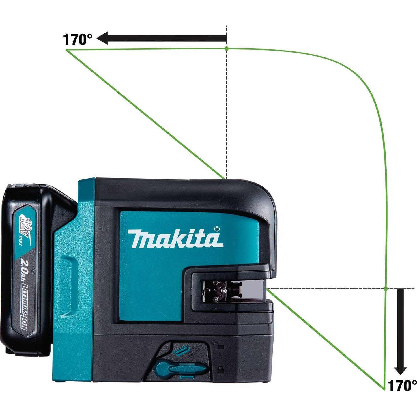 Makita  12V Max CXT Self-Leveling Cross-Line/4-Point Green Laser Kit, bag, with one battery - SK106GDNAX