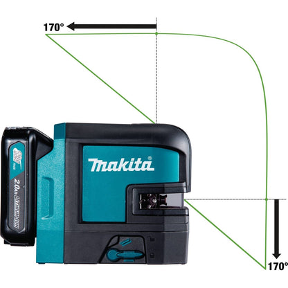 Makita  12V Max CXT Self-Leveling Cross-Line/4-Point Green Laser Kit, bag, with one battery - SK106GDNAX