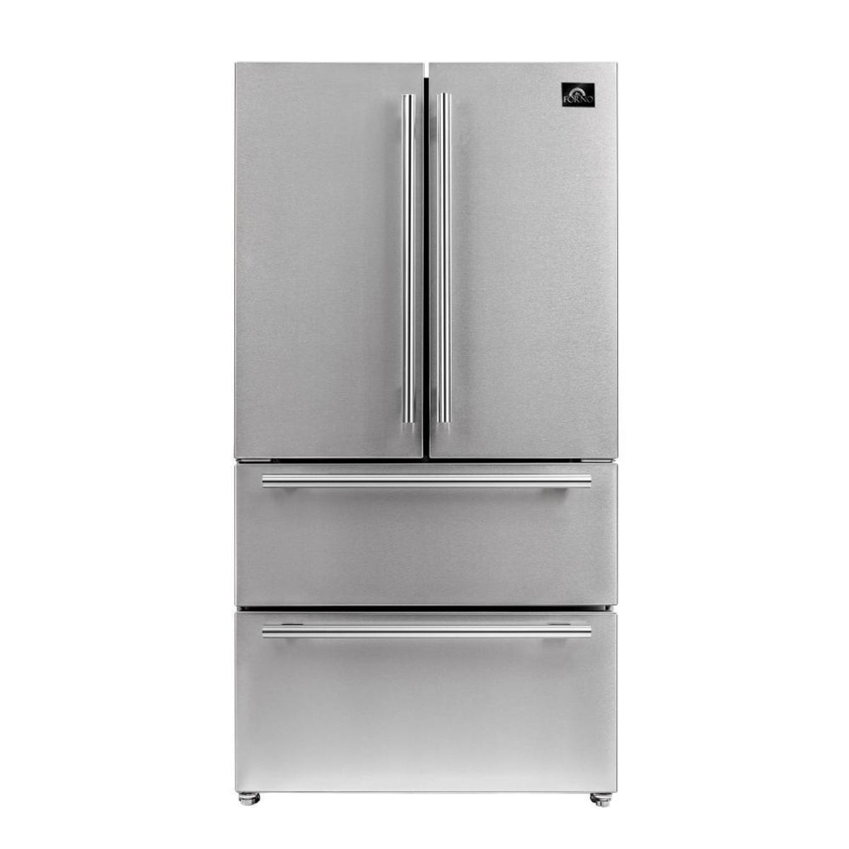 Forno 5-Piece Pro Appliance Package - 48-Inch Gas Range, Refrigerator, Wall Mount Hood, 24-Inch Microwave Drawer, & 3-Rack Dishwasher in Stainless Steel - APR5-6260-48-H-MWD