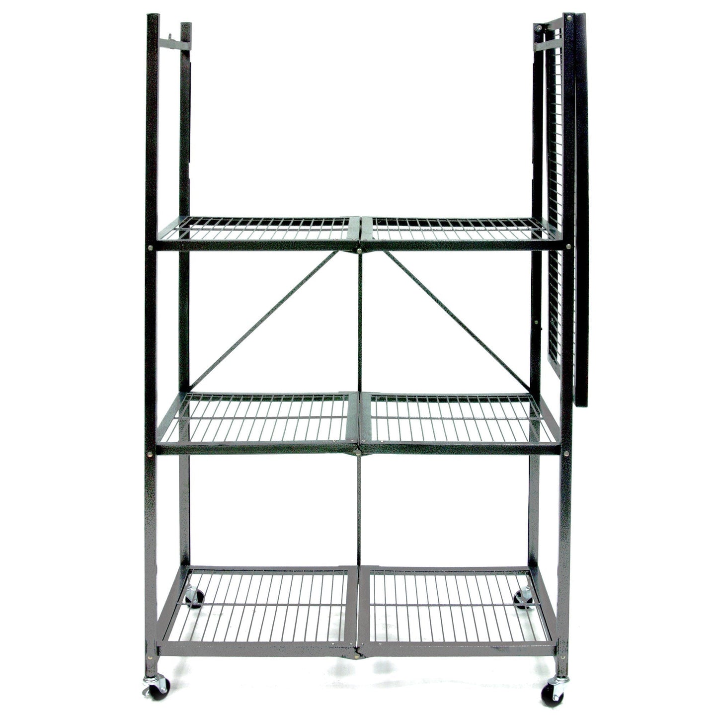 Origami 4 Tier Multipurpose Folding Storage Rack with Wheels, 3 Pack, Gray - 414442
