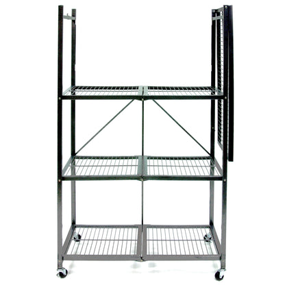 Origami 4 Tier Multipurpose Folding Storage Rack with Wheels, 3 Pack, Gray - 414442