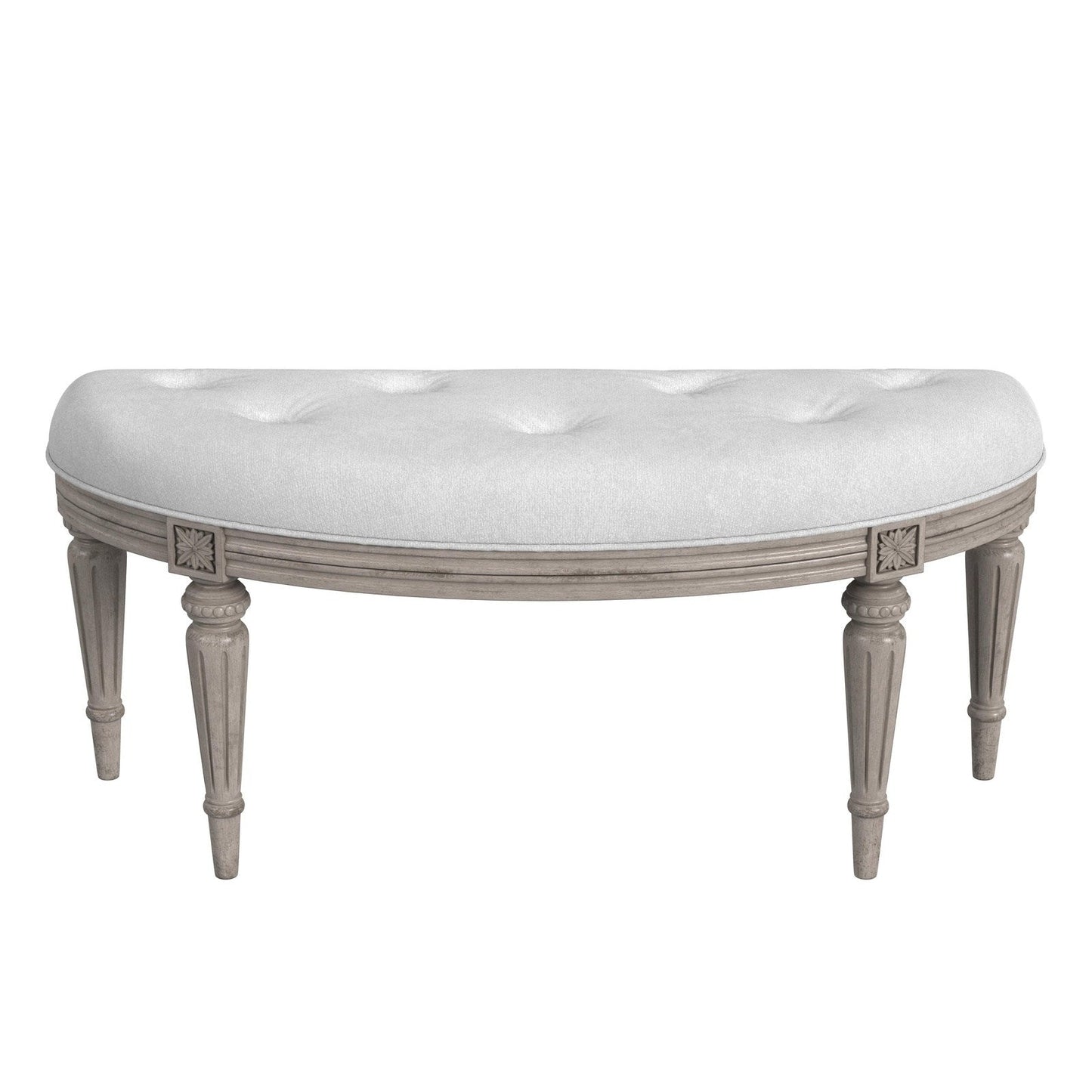 Butler Specialty Company Tamara Upholstered Demilune 45""W Bench, Gray, Tan/Beige  - 1120247