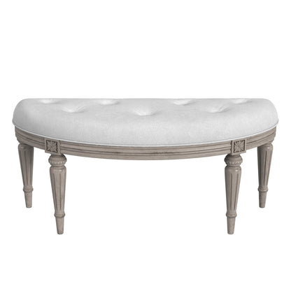 Butler Specialty Company Tamara Upholstered Demilune 45""W Bench, Gray, Tan/Beige  - 1120247