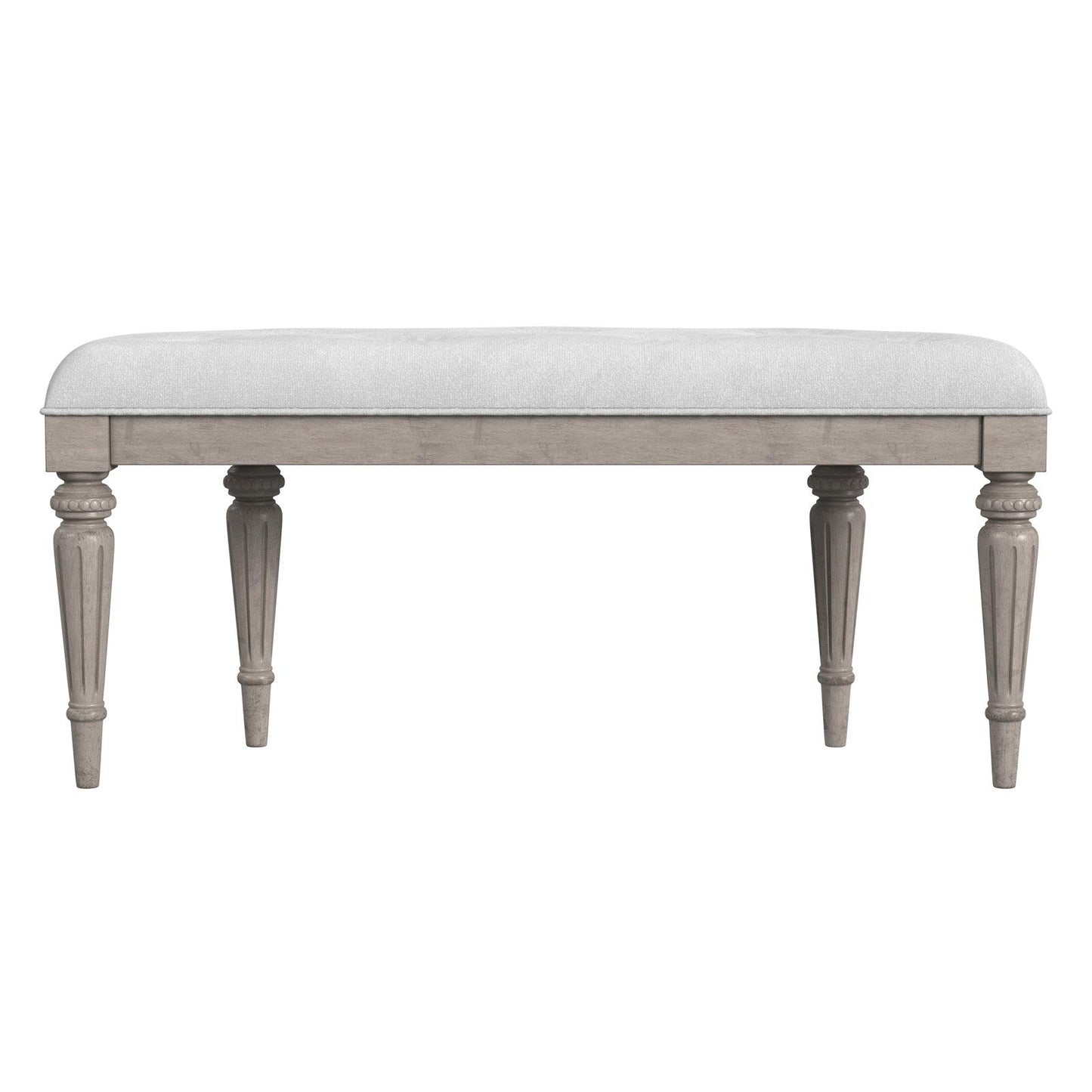 Butler Specialty Company Tamara Upholstered Demilune 45""W Bench, Gray, Tan/Beige  - 1120247
