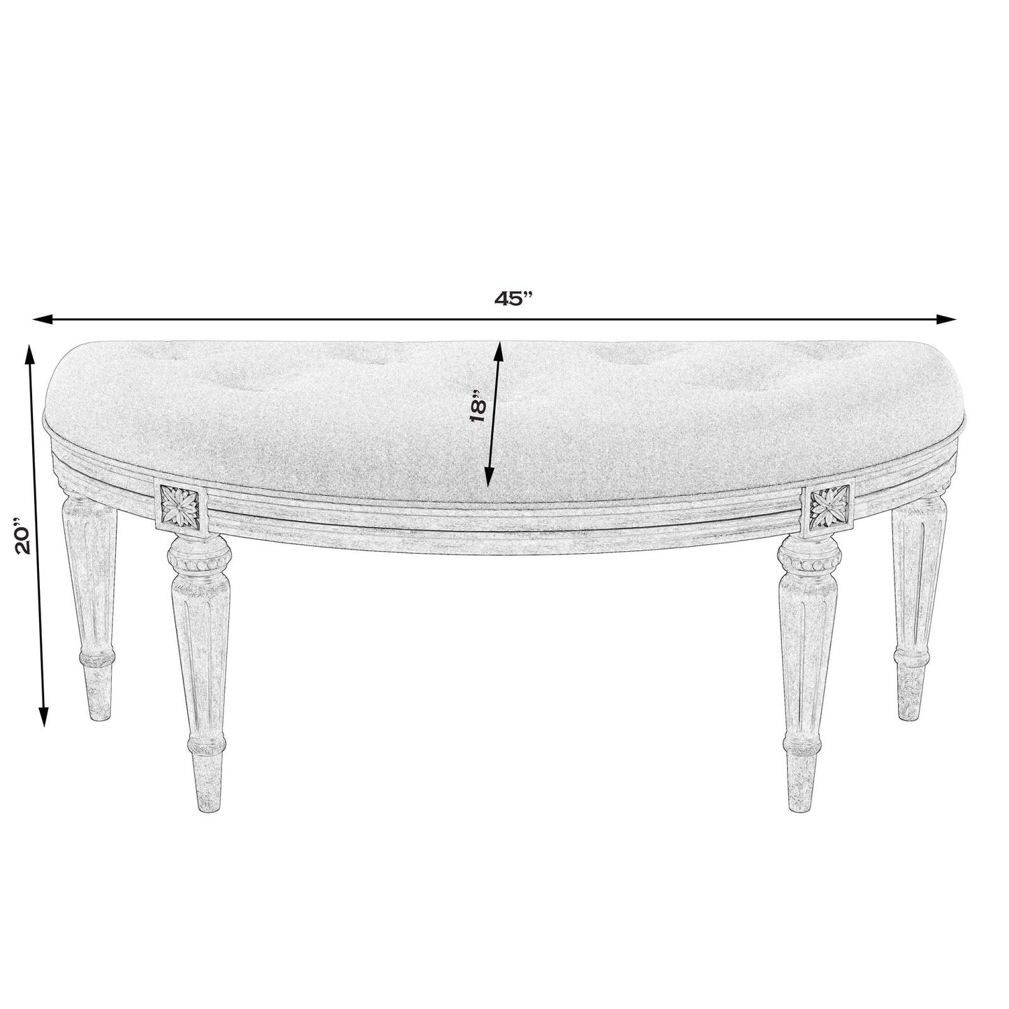 Butler Specialty Company Tamara Upholstered Demilune 45""W Bench, Gray, Tan/Beige  - 1120247