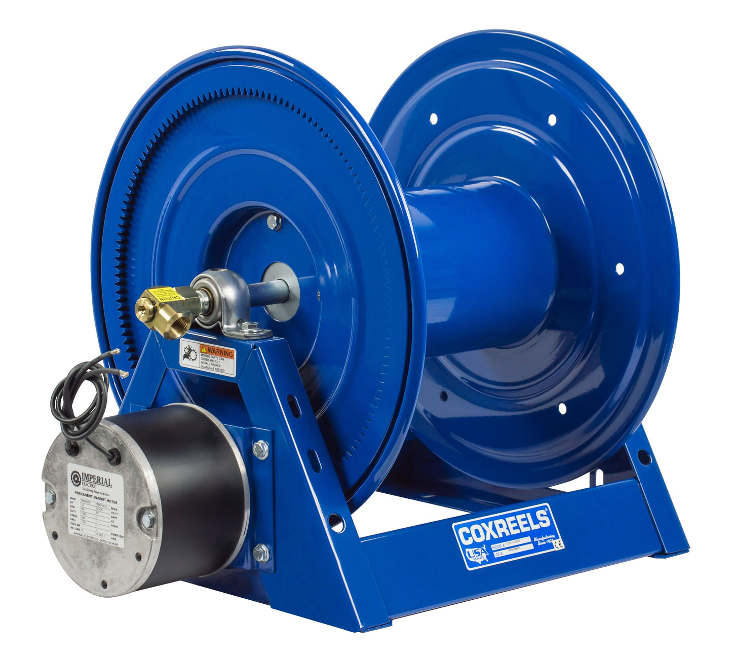 Coxreels  Motorized Hose Reel 1/2" x 100' Capacity with 12V DC 1/3 HP Reversible New - 1125-4-100-E