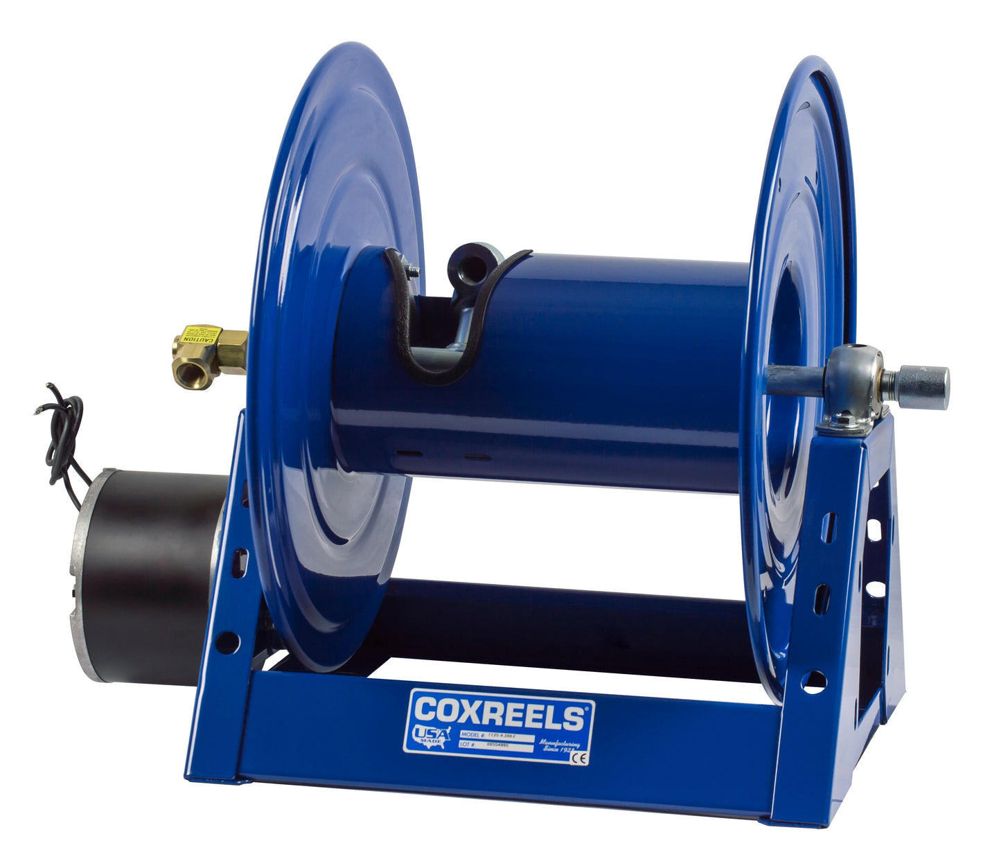 Coxreels  Motorized Hose Reel 1/2" x 100' Capacity with 12V DC 1/3 HP Reversible New - 1125-4-100-E