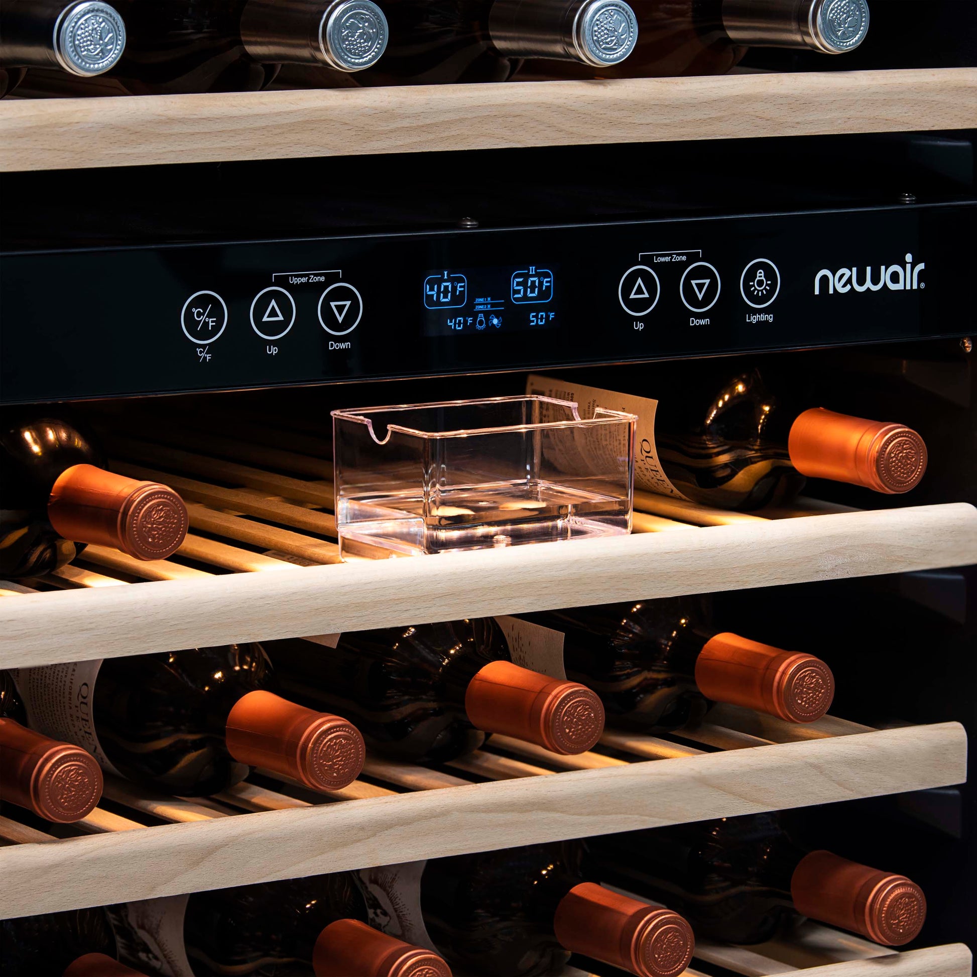 Newair - 27” 116-Bottle Dual-Zone Built-in Stainless Steel Wine Cooler AWR-1160DB
