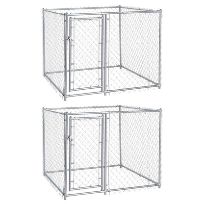 Lucky Dog 5 x 5 x 4 Foot Heavy Duty Outdoor Chain Link Dog Kennel (2 Pack) - 125137