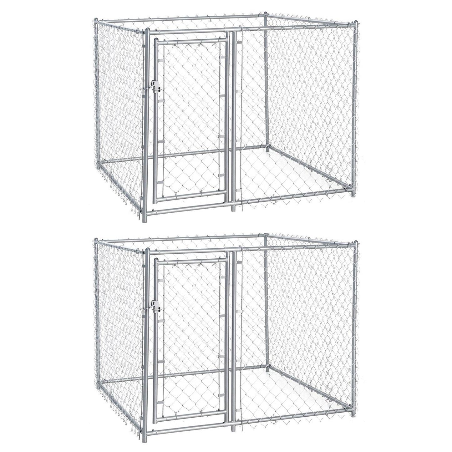 Lucky Dog 5 x 5 x 4 Foot Heavy Duty Outdoor Chain Link Dog Kennel (2 Pack) - 125137