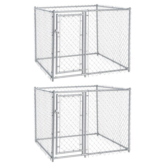Lucky Dog 5 x 5 x 4 Foot Heavy Duty Outdoor Chain Link Dog Kennel (2 Pack) - 125137