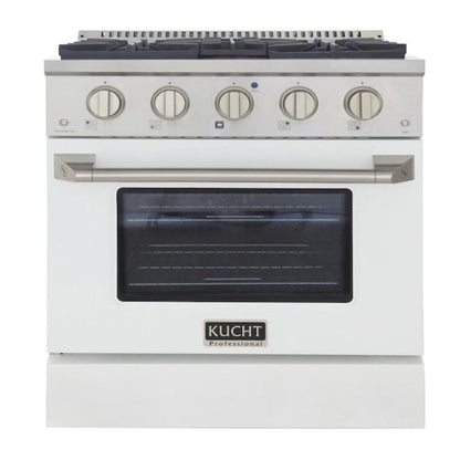 Kucht Professional 30 in. 4.2 cu ft. Propane Gas Range with White Door and Silver Knobs, KNG301/LP-W - KNG301/LP-W