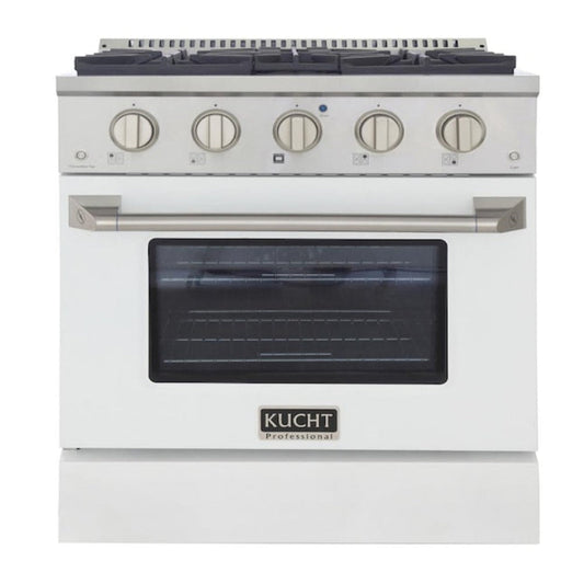 Kucht Professional 30 in. 4.2 cu ft. Propane Gas Range with White Door and Silver Knobs, KNG301/LP-W - KNG301/LP-W
