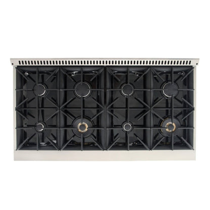 Kucht 48" Pro-Style Propane Gas Dual Fuel Range in White with Gold Accents, KDF482/LP-W-GOLD - KDF482/LP-W-GOLD