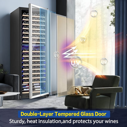 AOBOSI 24 inch ‎Wine Cooler 176 Bottles Capacity Dual Zone - YC-510B