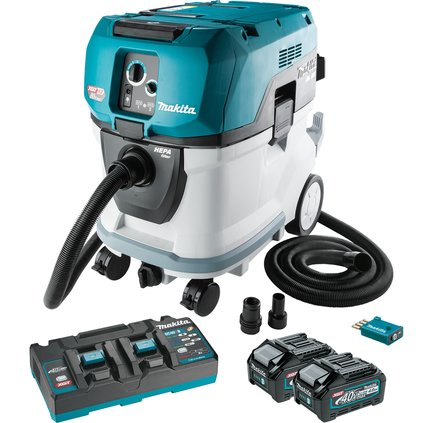 Makita 80V maxXGT Brushless Cordless 10 Gallon HEPA Filter Wet/Dry Dust Extractor/Vacuum Kit, AWS - GCV07PMU