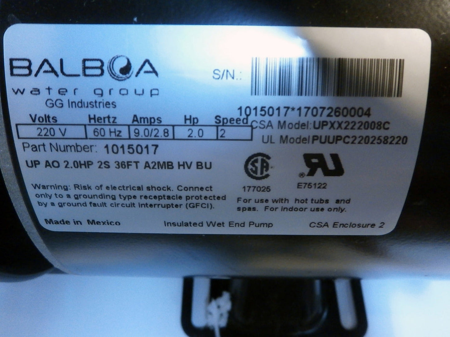 MASTER SPAS Pump, 4.5HP 2SP 48 Frame 230v - X320465