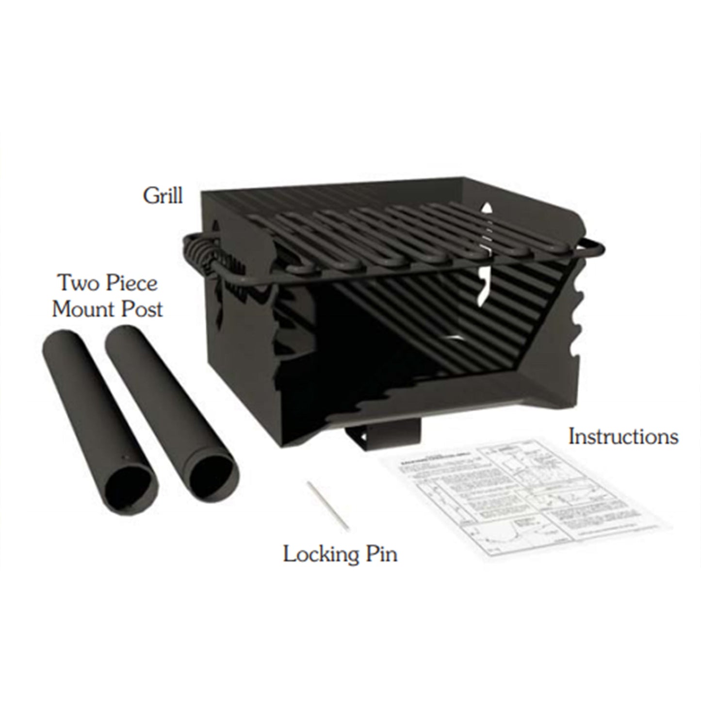 Pilot Rock CBP-135 Park Style Outdoor BBQ Charcoal Grill with Swivel, 6 Pack - 415879