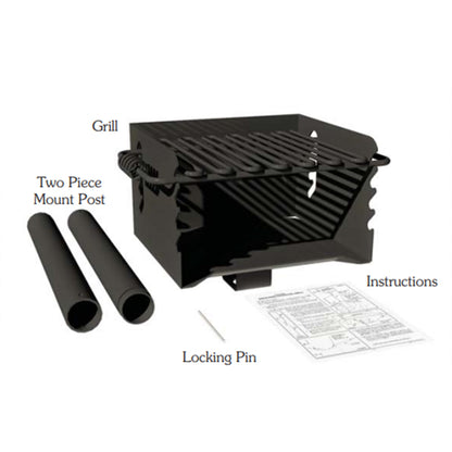 Pilot Rock CBP-135 Park Style Outdoor BBQ Charcoal Grill with Swivel, 6 Pack - 415879