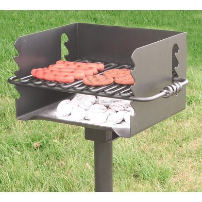 Pilot Rock CBP-135 Park Style Outdoor BBQ Charcoal Grill with Swivel, 3 Pack - 415878