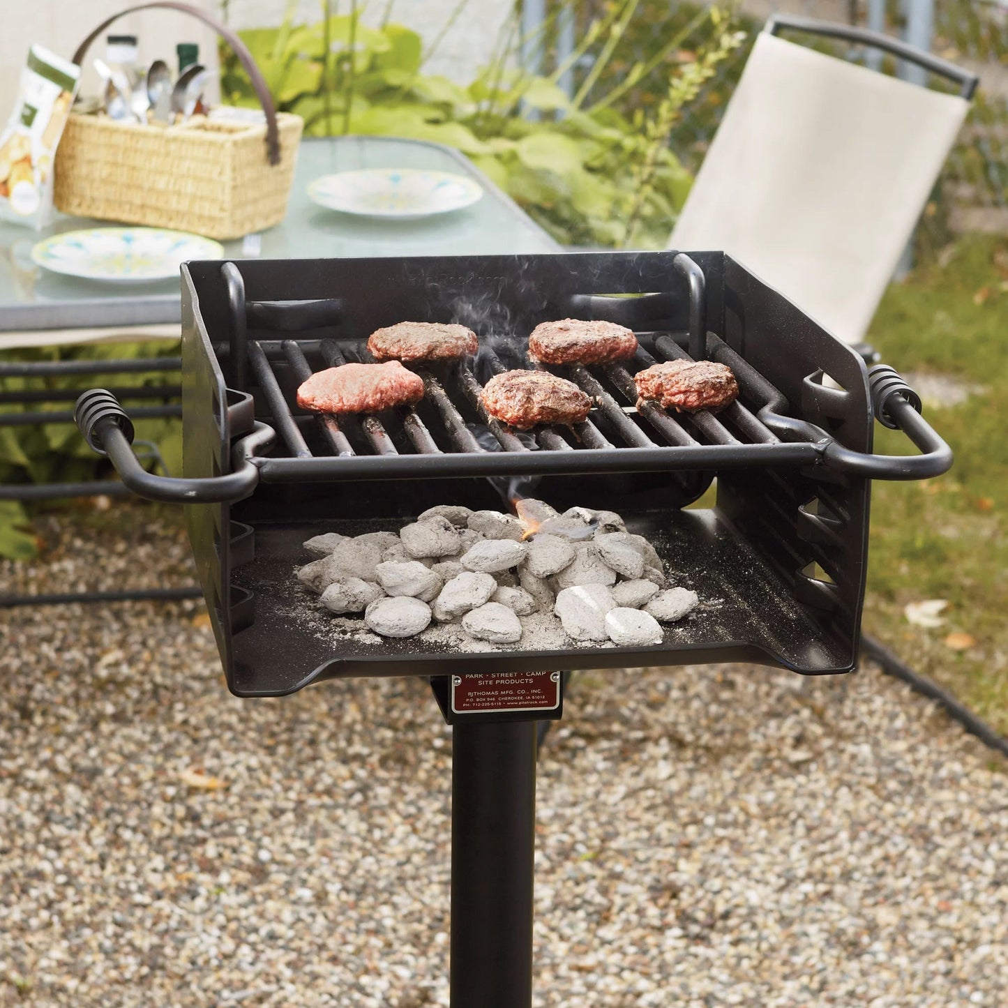 Pilot Rock H-16 B6X2 Park Style Outdoor BBQ Charcoal Grill w/ Swivel, 2 Pack - 415871
