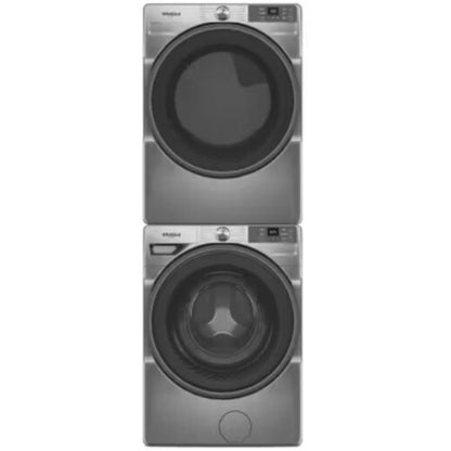 Whirlpool 27 Inch Smart Front Load Washer & Whirlpool 27 Inch Smart Gas Dryer with Whirlpool Stack Kit for HybridCare, Long Vent and Standard Dryers - WGD5720RR