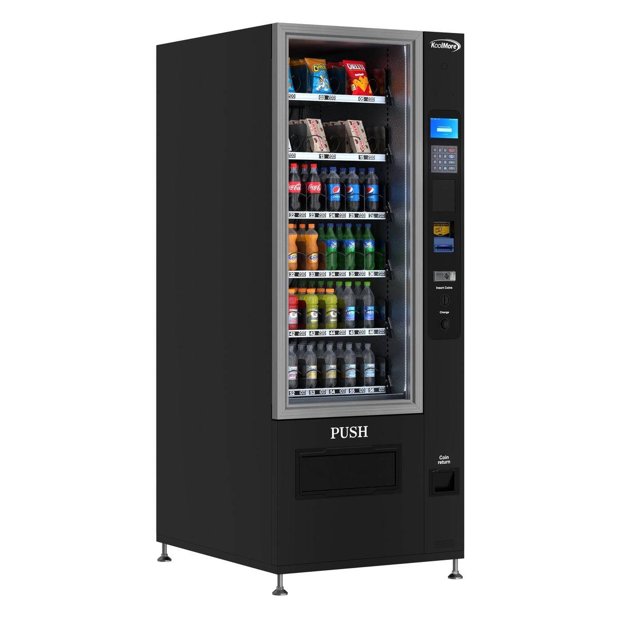 KOOLMORE KMVMR30B Refrigerated Snack and Drink Vending Machine with 36 Slots and Bill acceptor in Black (KM-VMR-30-B)