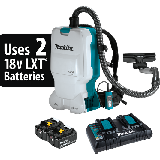 Makita 18V X2 LXT Lithium-Ion (36V) Brushless Cordless 1.6 Gallon HEPA Filter Backpack Dry Vacuum  - XCV17PG