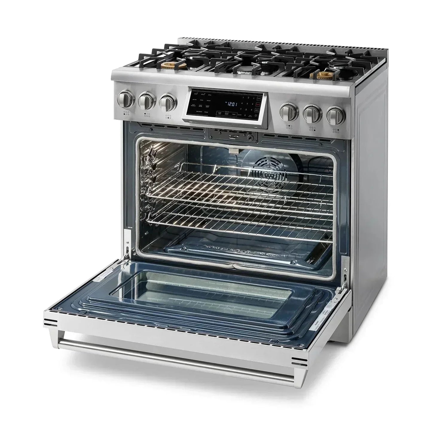 Thor Kitchen Appliance Package - 36 In. Gas Range, Range Hood, Microwave Drawer, Refrigerator, Dishwasher, AP-TRG3601-W-5