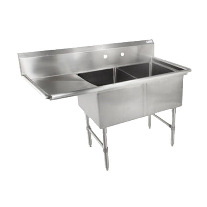 John Boos 2B18244-1D18L Two-Compartment Sink with 18" Left Drainboard - JB2B182441D18L