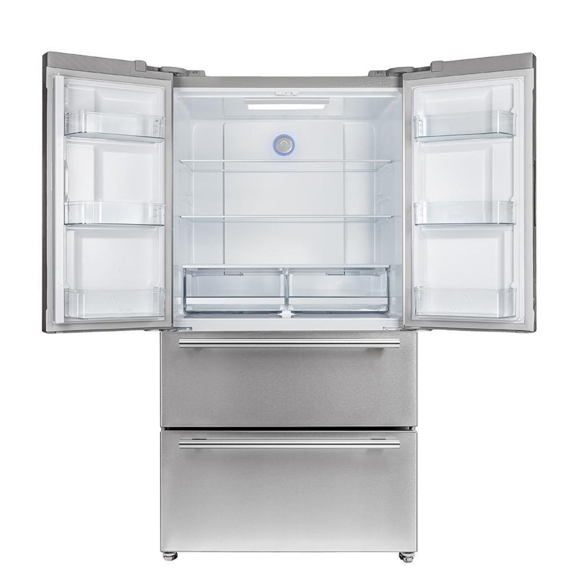 Forno 5-Piece Pro Appliance Package - 36-Inch Gas Range, Refrigerator, Wall Mount Hood with Backsplash, 24-Inch Microwave Drawer, & 3-Rack Dishwasher in Stainless Steel - AP5-6260-36-MWD