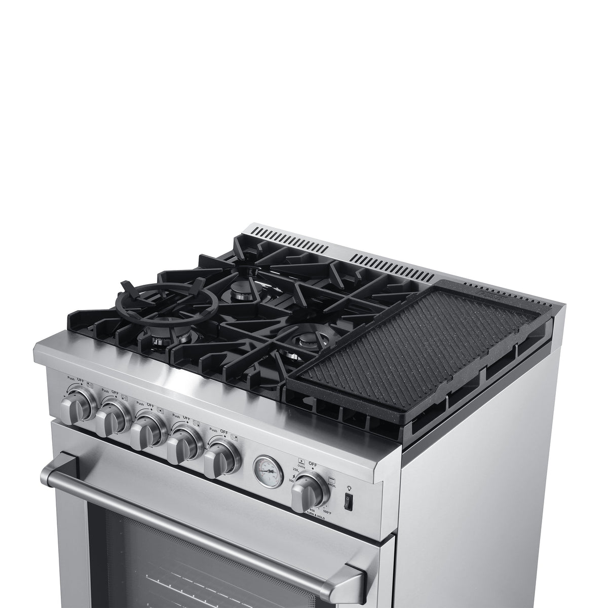 Forno 3-Piece Appliance Package - 30-Inch Gas Range with Air Fryer, 36-Inch Refrigerator & Wall Mount Hood in Stainless Steel - APR3-6276-30-H