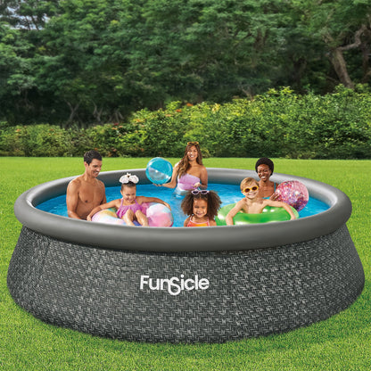 Marcy Funsicle 12' x 36" QuickSet Ring Top Above Ground Swimming Pool, Herringbone - 308879