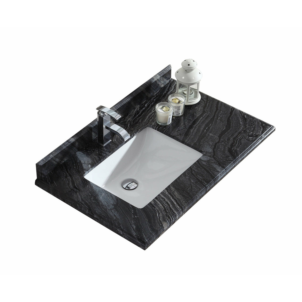 Laviva 36" Offset Countertop with Rectangular Sink - Left - 313613-36-BW
