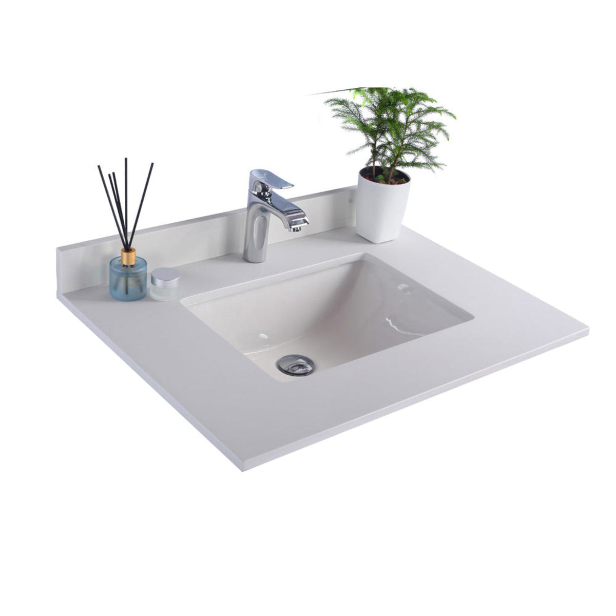 Laviva White Quartz Countertop - 313SQ1H-24-WQ