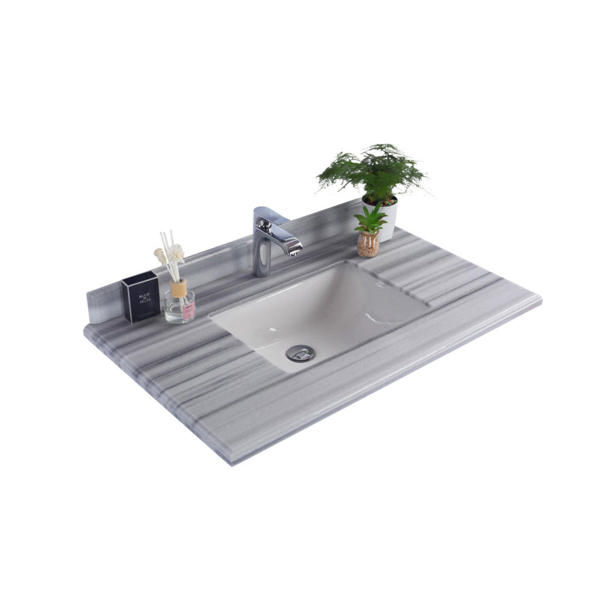 Laviva White Stripes Countertop - 313SQ1H-24-WS