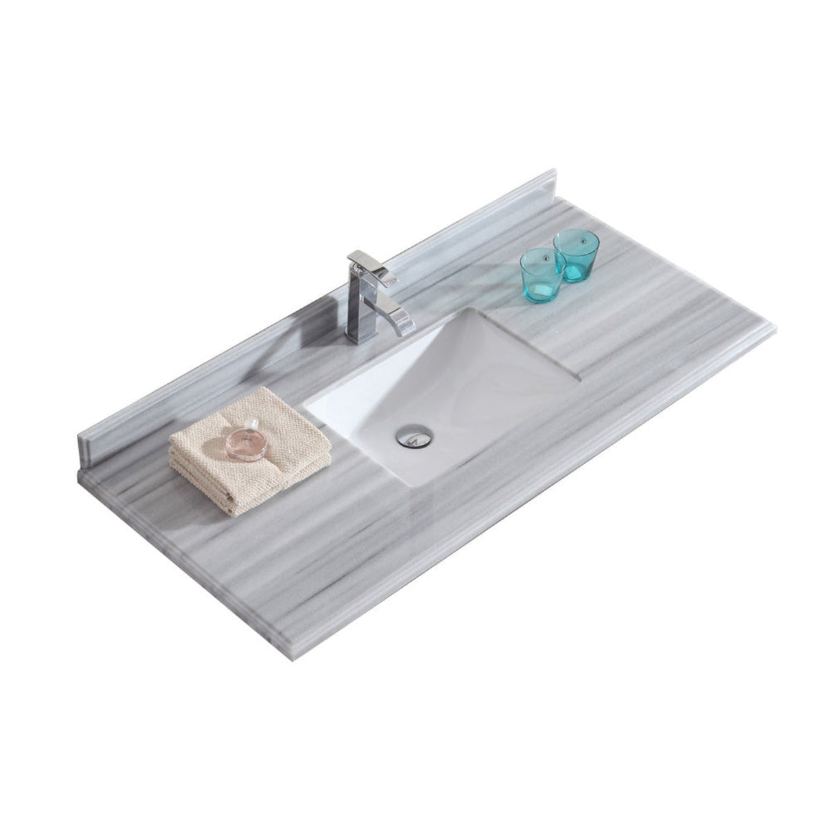 Laviva White Stripes Countertop - 313SQ1H-24-WS