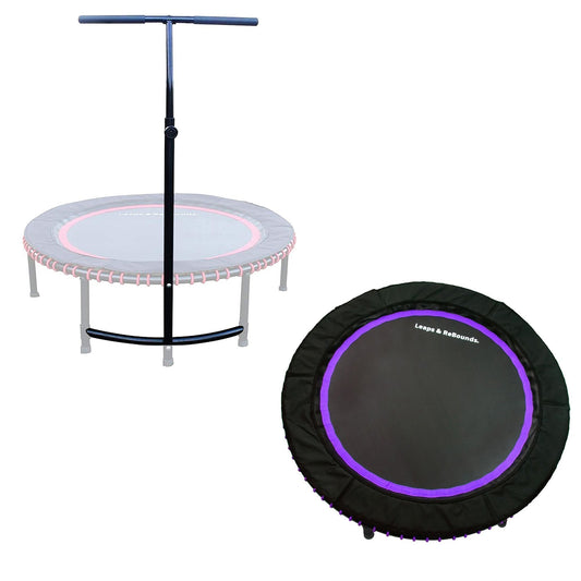LEAPS & REBOUNDS 48" Adjustable Stability Bar w/ 48" Fitness Trampoline, Purple - 318054