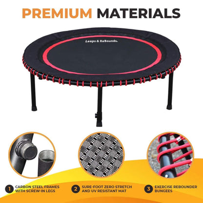 LEAPS & REBOUNDS 48" Adjustable Stability Bar with 48" Fitness Trampoline, Red - 318056