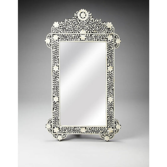 Butler Specialty Company Vivienne Crown Bone Inlay Wall Mirrored, Black and White  - 3481318