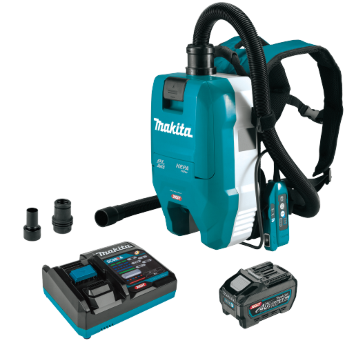 Makita 40V max XGT Brushless Cordless 1/2 Gallon HEPA Filter Backpack Dry Dust Extractor Kit, AWS Capable (5.0Ah) - GCV06T1