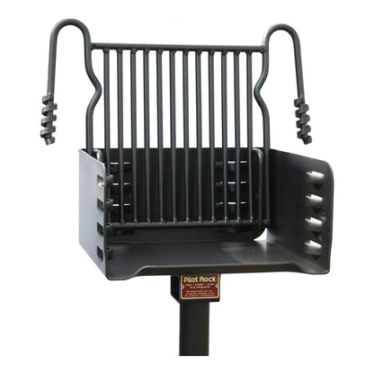 Pilot Rock Park Style Steel Outdoor BBQ Charcoal Grill and Post, Black (3 Pack) - 404010