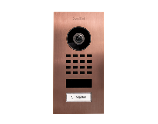 DoorBird D1101V Flush-Mount IP Video Intercom, 1 Call Button in Bronze - 423867444