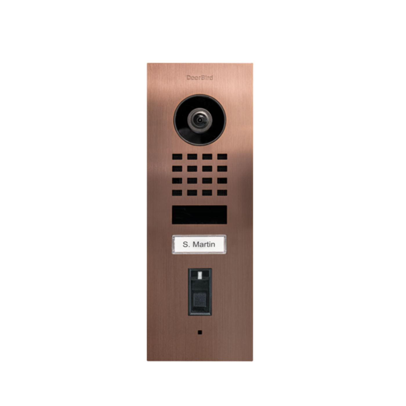 DoorBird D1101FV Fingerprint 50 Flush-Mount IP Video Door Station, 1 Call Button in Bronze - 423872196