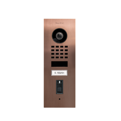 DoorBird D1101FV Fingerprint 50 Flush-Mount IP Video Door Station, 1 Call Button in Bronze - 423872196