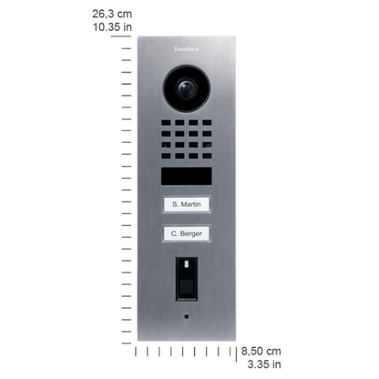 DoorBird D1102FV Fingerprint 50 Flush-Mount IP Video Door Station, 2 Call Button in  Stainless Steel V4A - 423872301