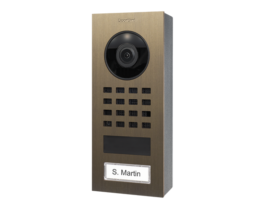 DoorBird D1101V Surface-Mount IP Video Intercom, 1 Call Button in Real Burnished Brass - 423873346