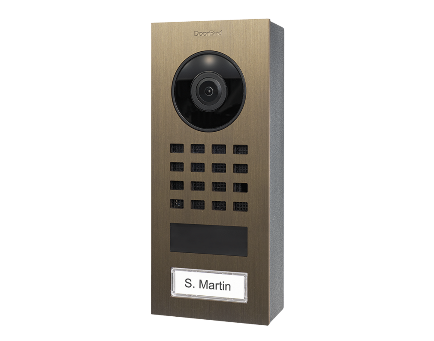 DoorBird D1101V Surface-Mount IP Video Intercom, 1 Call Button in Real Burnished Brass - 423873346
